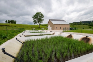Vue d'ensemble des bassins de la nouvelle station d'épuration d'Arc-sous-Cicon
