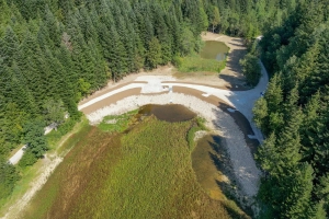 Vue du ciel de l'étang du Barchet à Passonfontaine